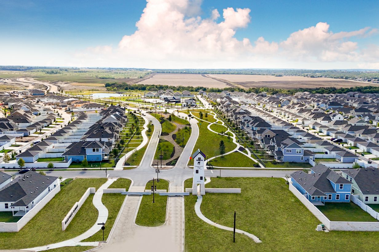 Aerial photo of our Harvest Ridge new home community in Elgin