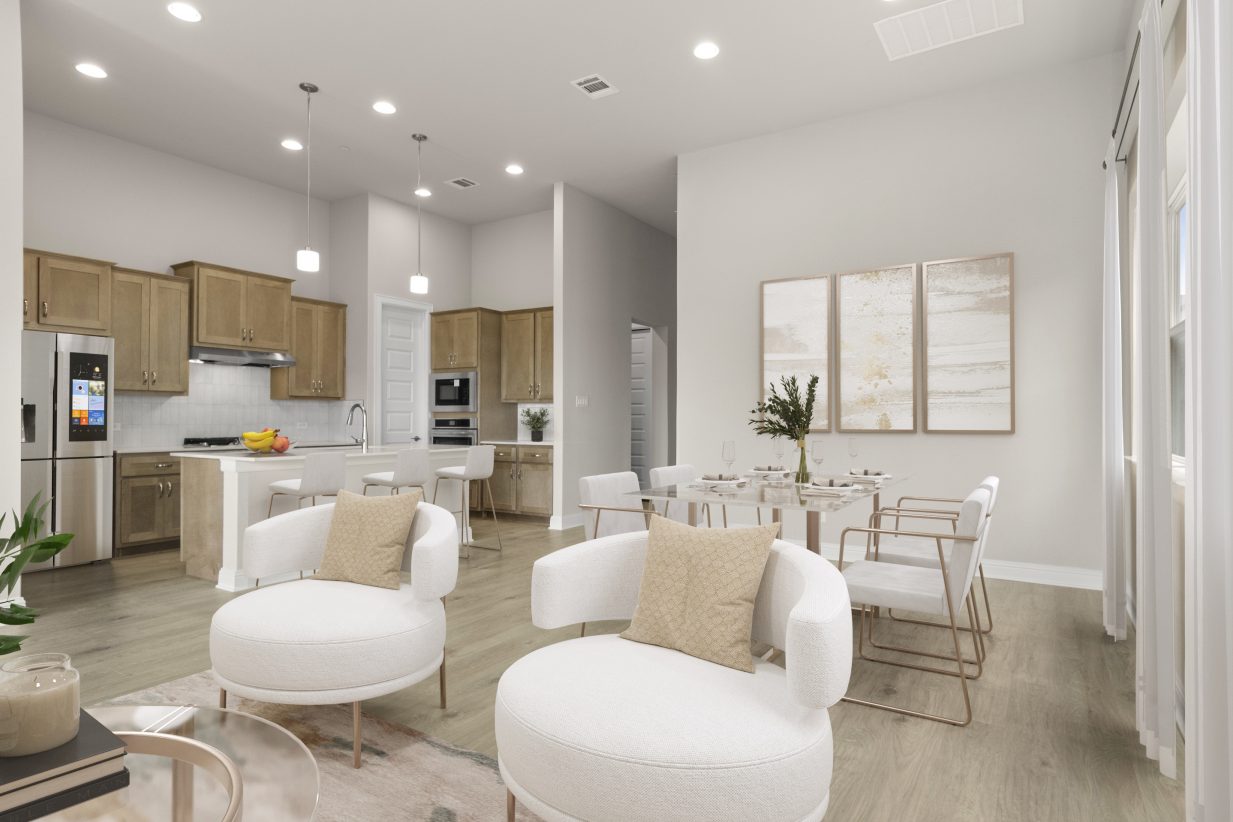 furnished kitchen and dining area
